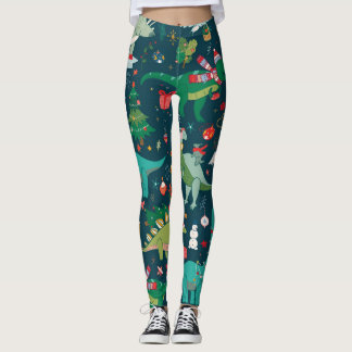 Dinosaur-jul: Gott nytt år Leggings