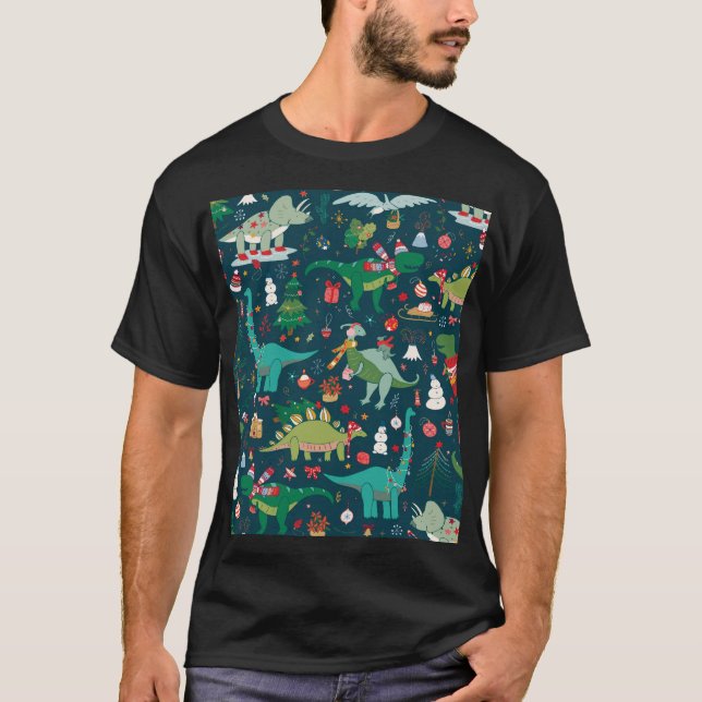 Dinosaur-jul: Gott nytt år T Shirt (Framsida)