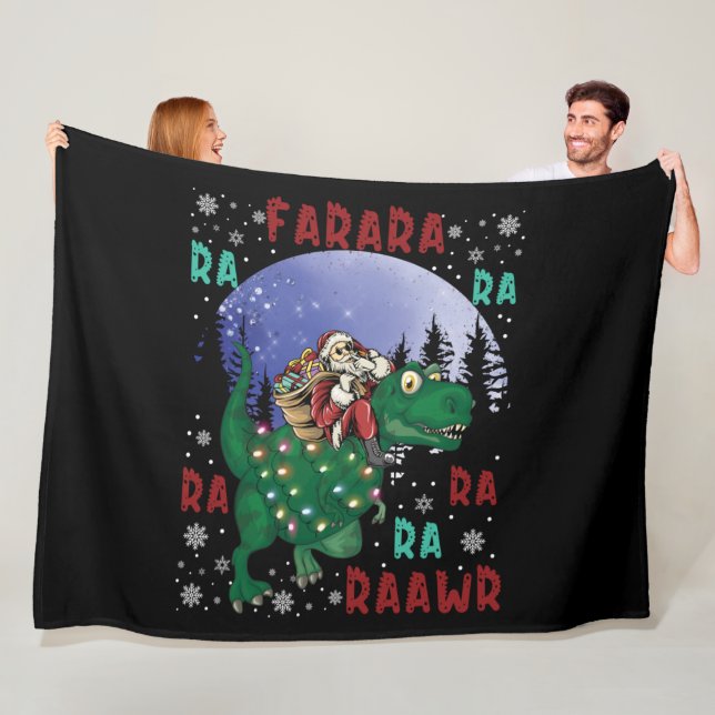 Dinosaur jul Jultomten Fleecefilt (På plats)