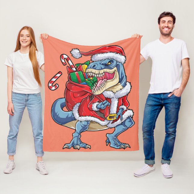Dinosaur jul Jultomten T rex Boys Manar Fleecefilt (På plats)