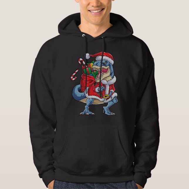 Dinosaur jul Jultomten T rex Boys Manar Hoodie (Framsida)