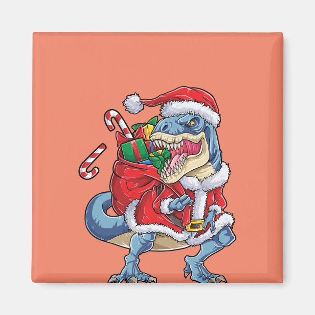 Dinosaur jul Jultomten T rex Boys Manar Magnet (Framsidan)