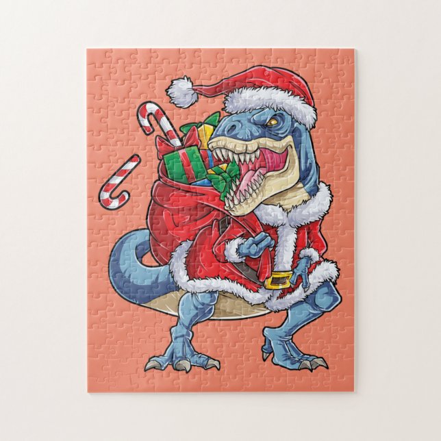 Dinosaur jul Jultomten T rex Boys Manar Pussel (Vertikal)
