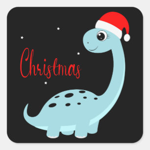 Dinosaur jul Kid Gift, familjens Dekoration Fyrkantigt Klistermärke
