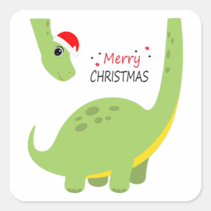 Dinosaur jul Kid Gift, familjens Dekoration Fyrkantigt Klistermärke