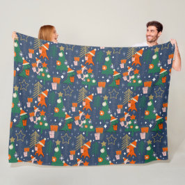 Dinosaur jul Party Blue Fleecefilt
