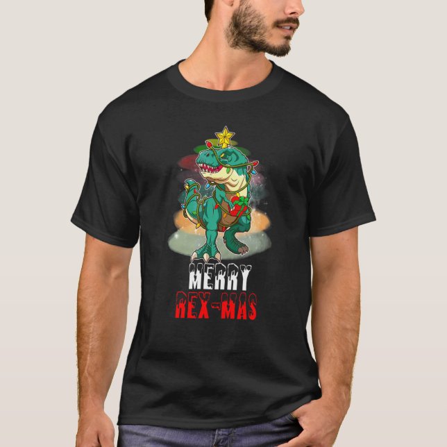 Dinosaur jul pyjamas glad Rex Mas glad Rexmas T Shirt (Framsida)