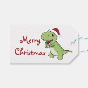Dinosaur jul Snö Winter T-Rex Dino Trucker Presentetikett