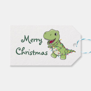 Dinosaur jul Snö Winter T-Rex Dino Trucker Presentetikett