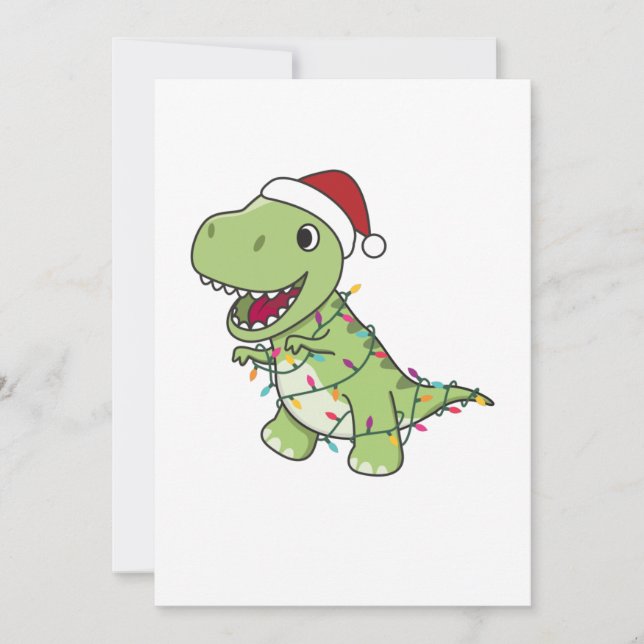 Dinosaur jul Snö Winter T-Rex Dino Vuxen Cl Inbjudningar (Framsida)