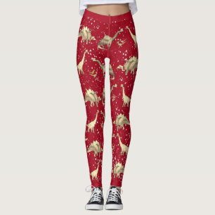 Dinosaur Jul Tomte Röd Jul Leggings