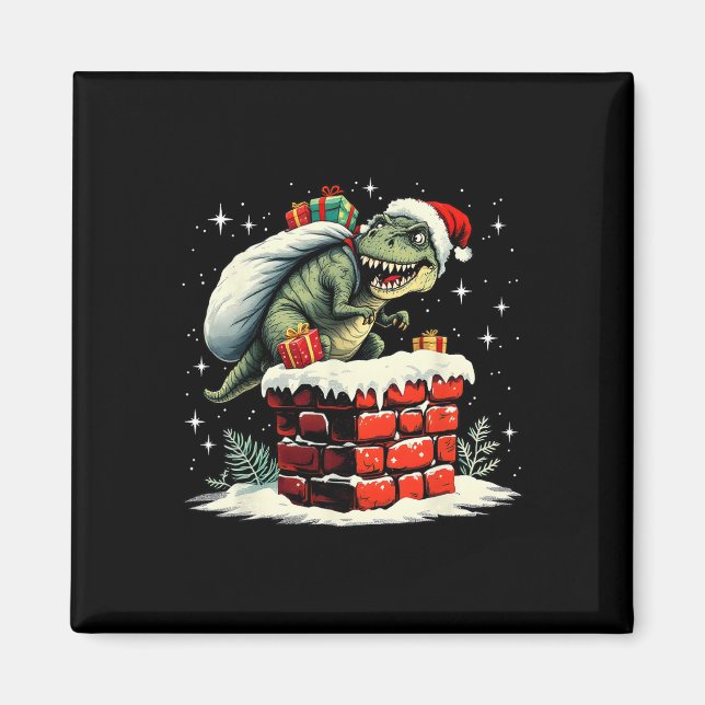 Dinosaur jul tomte Xmas  Magnet (Framsidan)