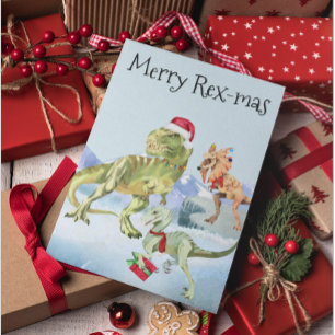 Dinosaur Jul Tyrannosaur Raptor Glad Rex Helg Vykort