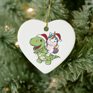 Dinosaur jul Unicorn Winter T-Rex Dino Julgransprydnad Keramik
