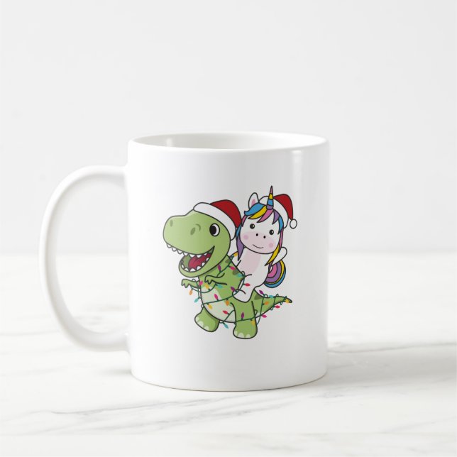 Dinosaur jul Unicorn Winter T-Rex Dino Kaffemugg (Vänster)