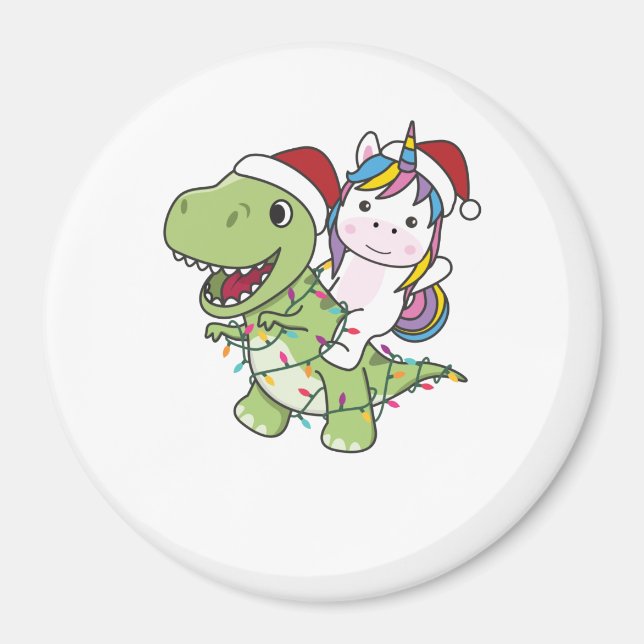 Dinosaur jul Unicorn Winter T-Rex Dino Magnet (Framsidan)