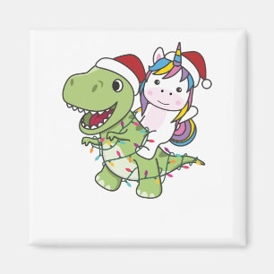Dinosaur jul Unicorn Winter T-Rex Dino Magnet
