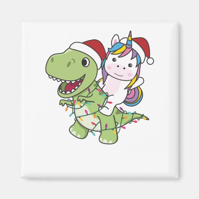 Dinosaur jul Unicorn Winter T-Rex Dino Magnet (Framsidan)