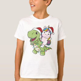 Dinosaur jul Unicorn Winter T-Rex Dino T Shirt