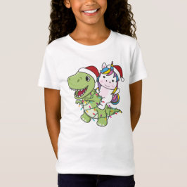 Dinosaur jul Unicorn Winter T-Rex Dino T Shirt