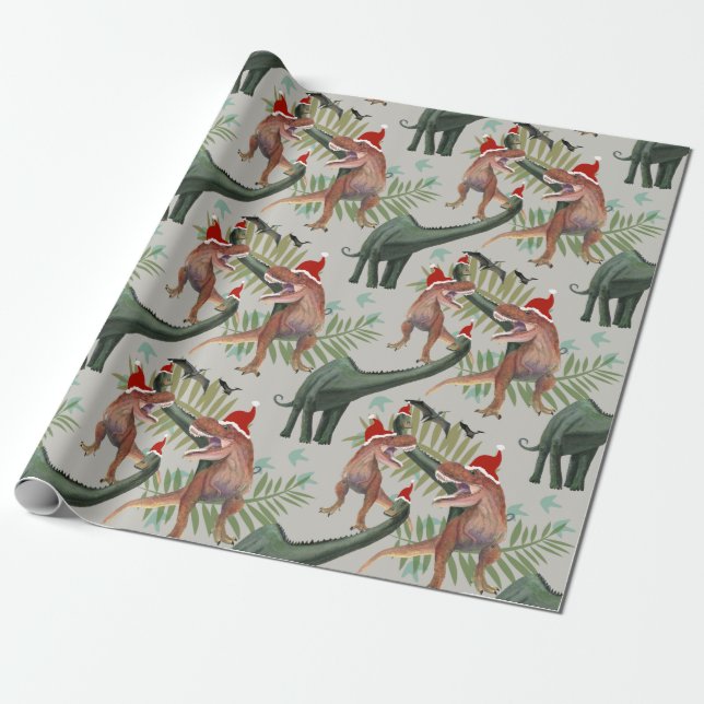 Dinosaur Jul Wrapping Papper Presentpapper (Utrullad)