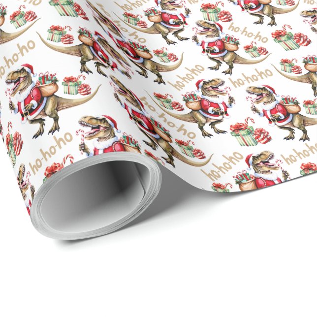 Dinosaur Jul Wrapping Papper Presentpapper (Rullad Hörn)