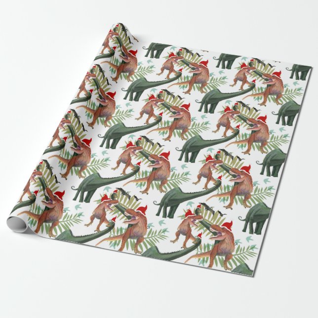 Dinosaur Jul Wrapping Papper Presentpapper (Utrullad)