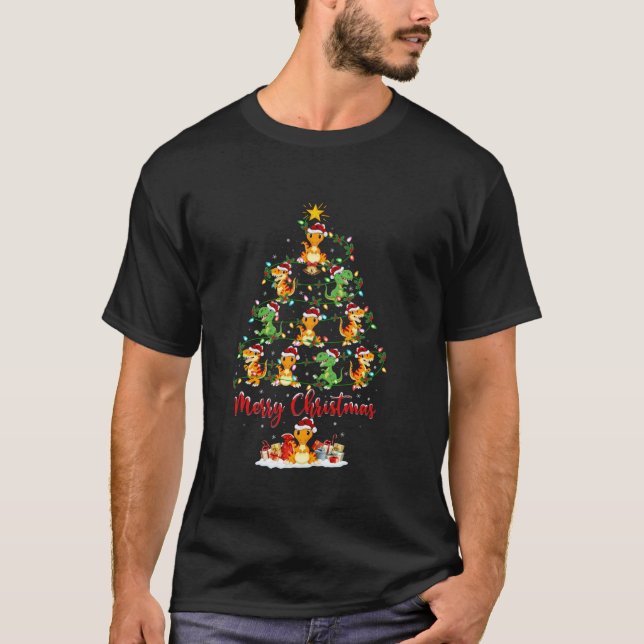 Dinosaur Julafton Lighting Santa Dinosaur jul Tr T Shirt (Framsida)
