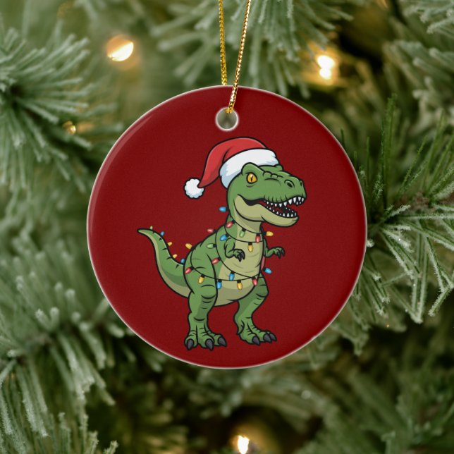 Dinosaur Julafton Ljus Helgdag Spirit Festive Dino Julgransprydnad Keramik (Träd)