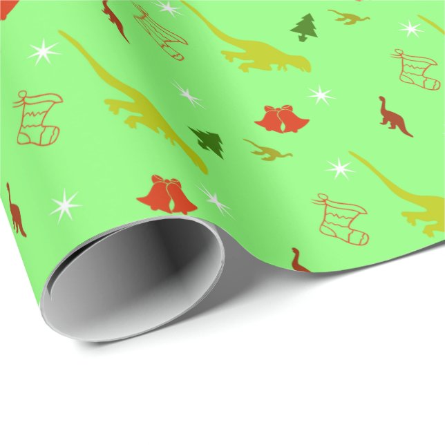 Dinosaur-julens Helgdag Gift Wrapping Papper Presentpapper (Rullad Hörn)