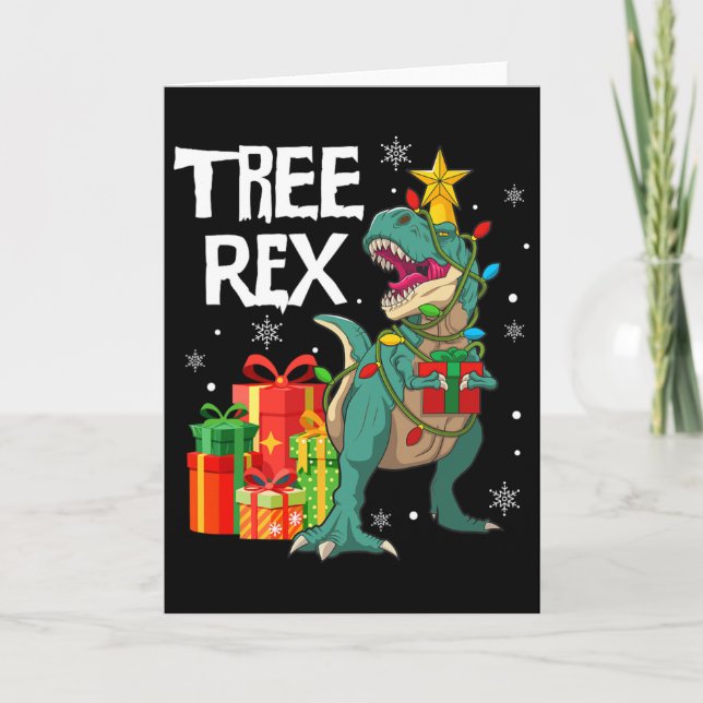 Dinosaur julgran Pajama Rex Reptile Män Xma Kort (Framsida)