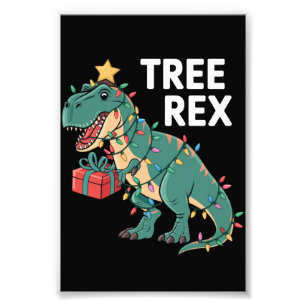 Dinosaur Julgran Rex Pajamas Julafton Ljus Fototryck