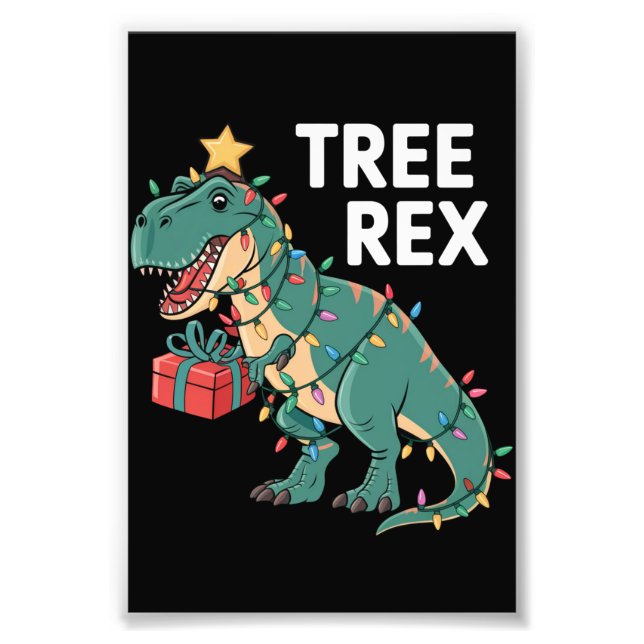 Dinosaur Julgran Rex Pajamas Julafton Ljus Fototryck (Framsidan)
