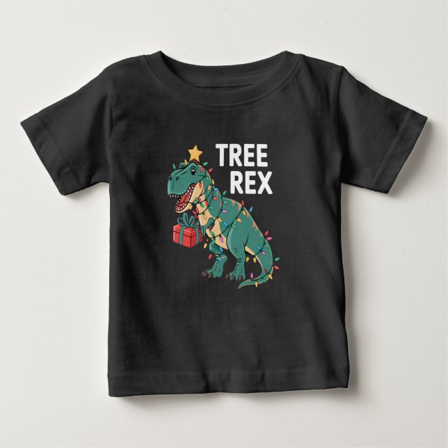 Dinosaur Julgran Rex Pajamas Julafton Ljus T Shirt (Framsida)