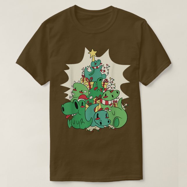 Dinosaur Julgran T Funny Julafton Shirt (Design framsida)