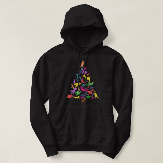 Dinosaur Julgran T-Rex Idea Kids & Dino Xma Hoodie (Design framsida)