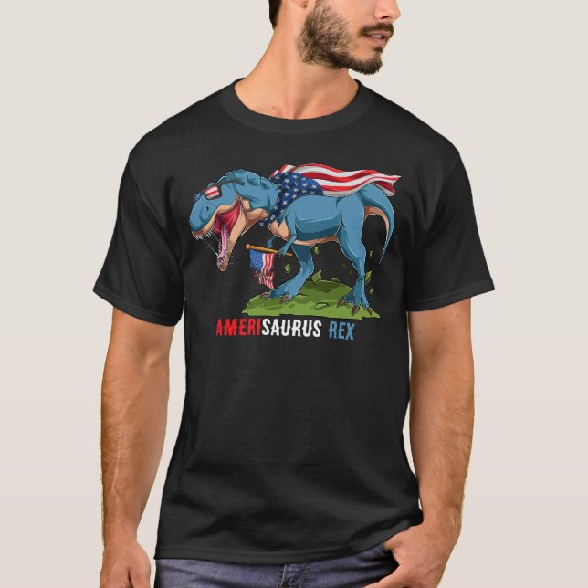 Dinosaur juli 4:e Amerisaurus Rex T Shirt (Framsida)