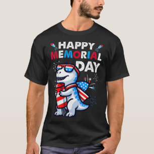 Dinosaur juli 4:e Fireworks American Flagga Lyckli T Shirt