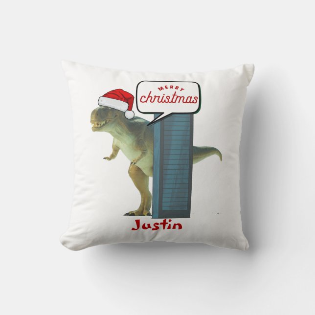 dinosaur-julklapp, personlig namn kudde (Framsida)