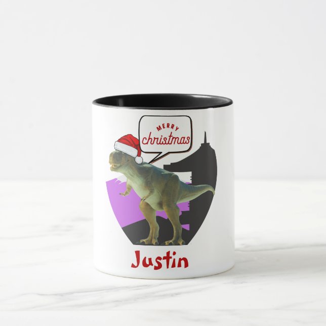 dinosaur-julklapp, personlig namn mugg (Center)