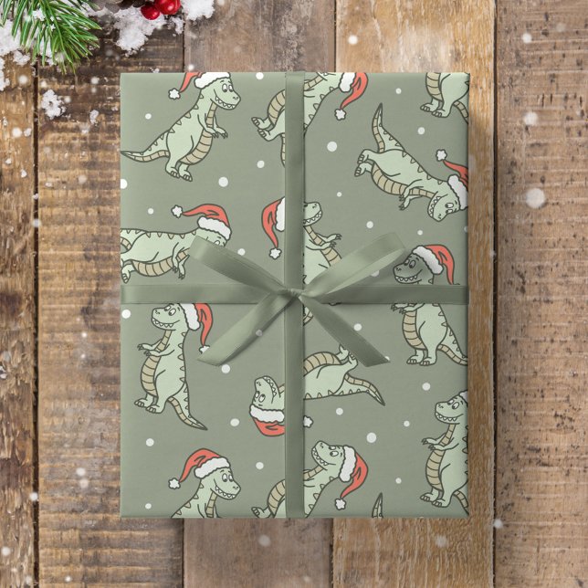 Dinosaur julpojke jultomte Dino T-Rex salvia Presentpapper (Skapare uppladdad)