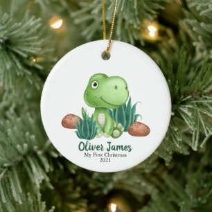 Dinosaur-julprydnad, första jul julgransprydnad keramik