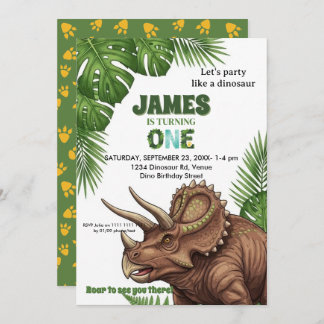 Dinosaur Jungle 1st Birthday Invitation  Inbjudningar