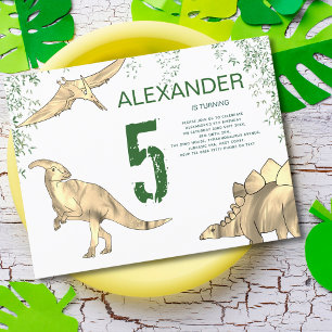 Dinosaur Jungle femte Födelsedagsfestens budget Inbjudan Vykort