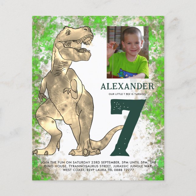 Dinosaur Jungle Födelsedagsfest Photo Budget Flygblad (Framsidan)
