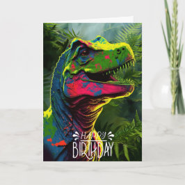 Dinosaur Jungle Grattis på födelsedagen Childrens Kort