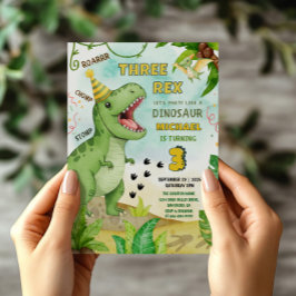 Dinosaur Jurassic trerex 3:e födelsedagen Party Inbjudningar