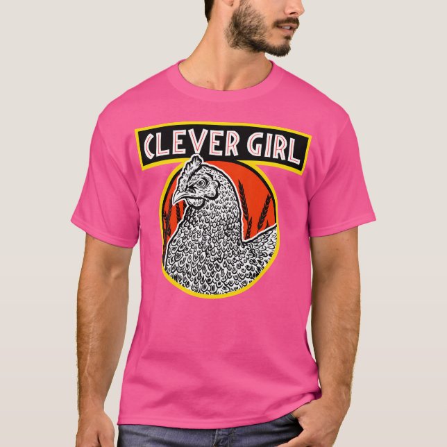 Dinosaur Jurrasic Chicken Clever Girl Berömd Movie T Shirt (Framsida)