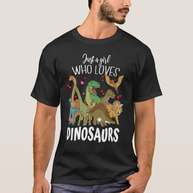Dinosaur Just a Girl Who Loves Dinosaurs Rex Brach T Shirt (Framsida)