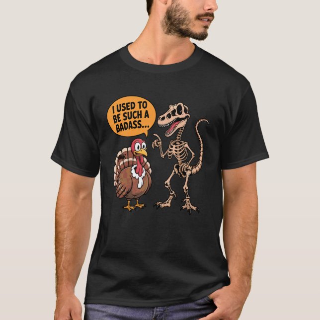 Dinosaur Kalkon Evolution Roligt Thanksgiving Humo T Shirt (Framsida)